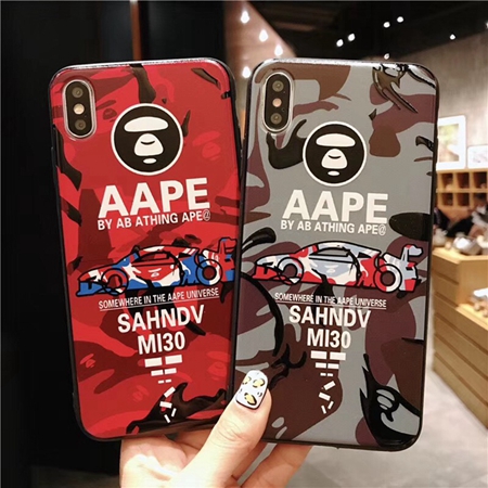 iPhone Xs X XRケース ストリート風 aape 浮き彫り 個性 ハードカバー