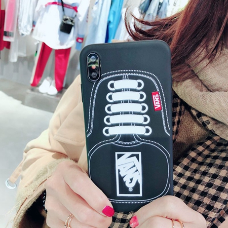 ヴァンズ iphonexs xs xrケース 靴プリント vans 耐衝撃 個性 黒 男女兼用